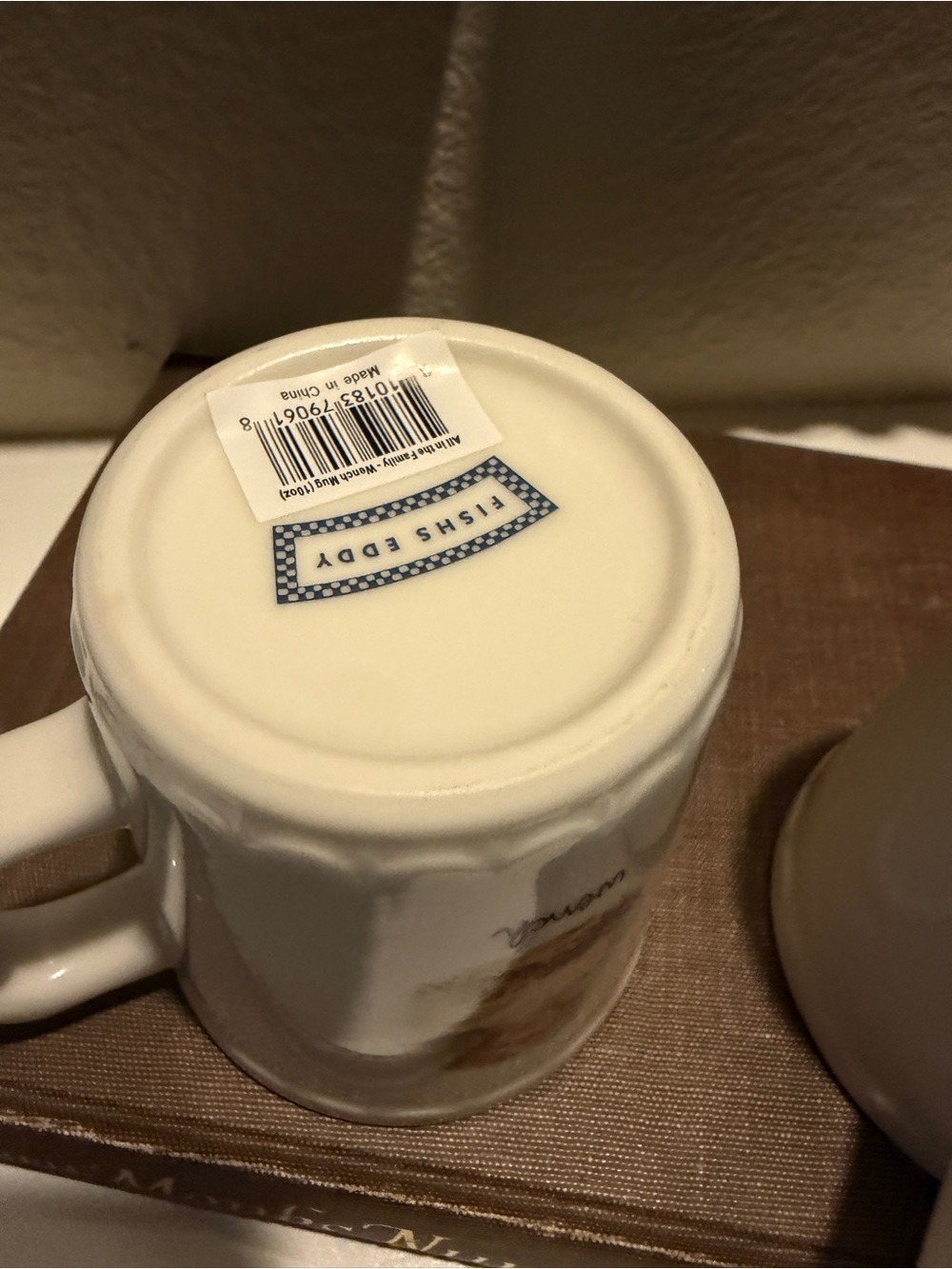 Fishs Eddy All in the Family Stoneware Mug Set Wrench & Wanker White - Picture 3 of 10